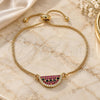 Oro Laminado Adjustable Bolo Bracelet, Gold Filled Style with Multicolor Cubic Zirconia, Polished, Golden Finish, 03.210.0123.10 (01 MM Thickness, 10 Inches Length)