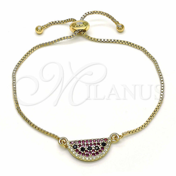 Gold Filled Bracelet — Adjustable Bolo Bracelet with Multicolor Cubic Zirconia Polished — main product view — SKU 129357 | Oro Laminado brazalete — Adjustable Bolo Bracelet with Multicolor Cubic Zirconia pulido — SKU 129357