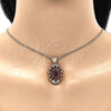 Oro Laminado Pendant Necklace, Gold Filled Style Flower Design, with Garnet and White Cubic Zirconia, Polished, Golden Finish, 04.346.0006.20 (02 MM Thickness, 20 Inches Length)