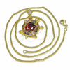 Oro Laminado Pendant Necklace, Gold Filled Style Turtle Design, with Multicolor Cubic Zirconia, Polished, Golden Finish, 04.346.0010.1.20 (02 MM Thickness, 20 Inches Length)