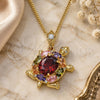 Oro Laminado Pendant Necklace, Gold Filled Style Turtle Design, with Multicolor Cubic Zirconia, Polished, Golden Finish, 04.346.0010.1.20 (02 MM Thickness, 20 Inches Length)