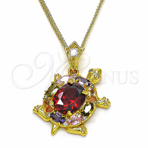 Gold Filled Necklace — Pendant Necklace Turtle Design with Multicolor Cubic Zirconia — main product view — SKU 129372 | Oro Laminado collar — Pendant Necklace Turtle diseño with Multicolor Cubic Zirconia — SKU 129372