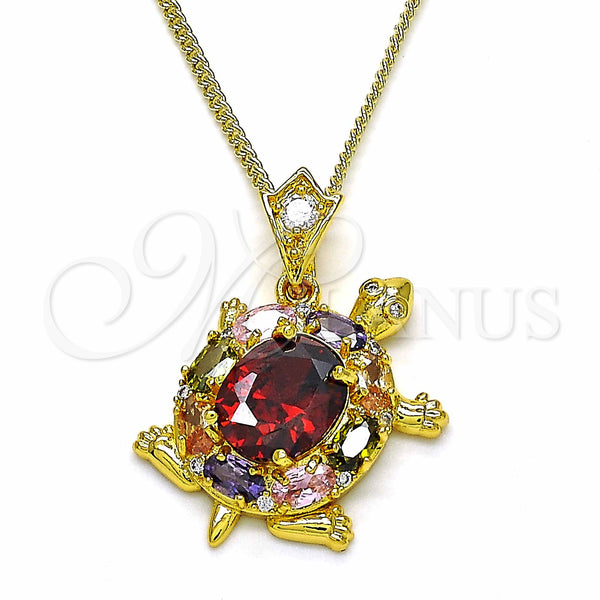 Gold Filled Necklace — Pendant Necklace Turtle Design with Multicolor Cubic Zirconia — main product view — SKU 129372 | Oro Laminado collar — Pendant Necklace Turtle diseño with Multicolor Cubic Zirconia — SKU 129372