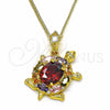 Oro Laminado Pendant Necklace, Gold Filled Style Turtle Design, with Multicolor Cubic Zirconia, Polished, Golden Finish, 04.346.0010.1.20 (02 MM Thickness, 20 Inches Length)