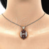 Oro Laminado Pendant Necklace, Gold Filled Style Flower Design, with Garnet and White Cubic Zirconia, Polished, Golden Finish, 04.346.0013.20 (02 MM Thickness, 20 Inches Length)