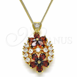 Gold Filled Necklace — Pendant Necklace Flower Design with Garnet and White — main product view — SKU 129375 | Oro Laminado collar — Pendant Necklace flor diseño with Garnet and blanco — SKU 129375
