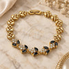 Oro Laminado Fancy Bracelet, Gold Filled Style Leaf Design, with Black and White Cubic Zirconia, Polished, Golden Finish, 03.316.0077.08 (09 MM Thickness, 8 Inches Length)