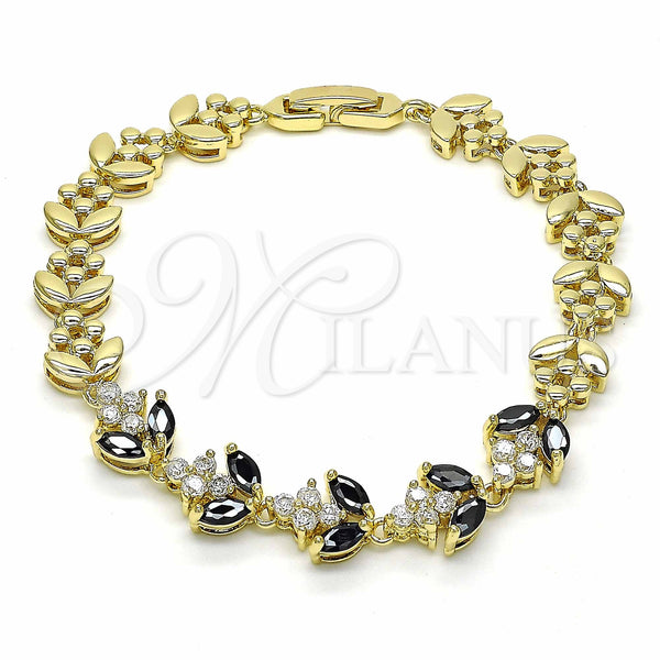 Gold Filled Bracelet — Fancy Bracelet Leaf Design with Black and White — main product view — SKU 129377 | Oro Laminado brazalete — elegante Bracelet Leaf diseño with negro and blanco — SKU 129377