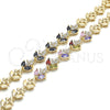 Oro Laminado Fancy Bracelet, Gold Filled Style Leaf Design, with Black and White Cubic Zirconia, Polished, Golden Finish, 03.316.0077.08 (09 MM Thickness, 8 Inches Length)