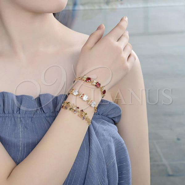 Gold Filled Bracelet — Fancy Bracelet with Multicolor Cubic Zirconia Polished 03. — alternate product view — SKU 129379 | Oro Laminado brazalete — elegante Bracelet with Multicolor Cubic Zirconia pulido 03. — SKU 129379