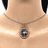 Oro Laminado Pendant Necklace, Gold Filled Style Flower Design, with Multicolor Cubic Zirconia, Polished, Golden Finish, 04.284.0019.20 (02 MM Thickness, 20 Inches Length)