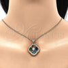 Oro Laminado Pendant Necklace, Gold Filled Style Flower and Teardrop Design, with Multicolor Cubic Zirconia, Polished, Golden Finish, 04.284.0021.20 (02 MM Thickness, 20 Inches Length)