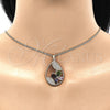 Oro Laminado Pendant Necklace, Gold Filled Style Teardrop and Butterfly Design, with Multicolor Cubic Zirconia and White Micro Pave, Polished, Golden Finish, 04.284.0022.20 (02 MM Thickness, 20 Inches Length)