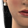 Oro Laminado Stud Earring, Gold Filled Style with Ivory Pearl and White Micro Pave, Polished, Golden Finish, 02.344.0026