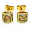 Oro Laminado Stud Earring, Gold Filled Style with White Cubic Zirconia, Polished, Golden Finish, 02.344.0027
