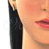 Oro Laminado Stud Earring, Gold Filled Style with White Cubic Zirconia, Polished, Golden Finish, 02.344.0028