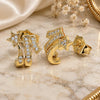 Oro Laminado Stud Earring, Gold Filled Style Star Design, with White Cubic Zirconia, Polished, Golden Finish, 02.344.0029