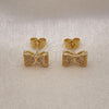 Oro Laminado Stud Earring, Gold Filled Style with White Cubic Zirconia, Polished, Golden Finish, 02.344.0034