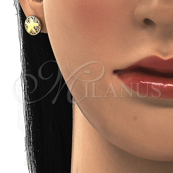 Gold Filled Ring — Stud Earring with White Cubic Zirconia Polished 02. — alternate product view — SKU 129401 | Oro Laminado anillo — Stud Earring with blanco Cubic Zirconia pulido 02. — SKU 129401