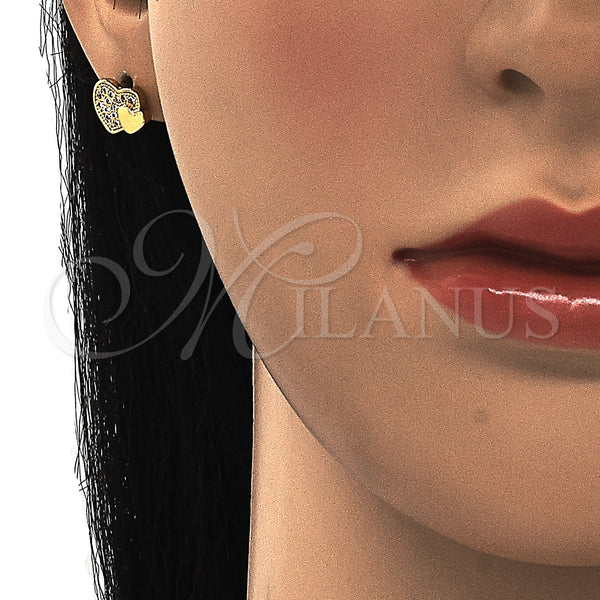 Gold Filled Ring — Stud Earring Heart Design with White Micro Pave — alternate product view — SKU 129407 | Oro Laminado anillo — Stud Earring corazón diseño with blanco Micro Pave — SKU 129407