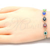 Oro Laminado Fancy Bracelet, Gold Filled Style Evil Eye Design, Multicolor Resin Finish, Golden Finish, 03.63.2087.08 (04 MM Thickness, 8 Inches Length)