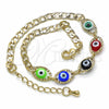 Oro Laminado Fancy Bracelet, Gold Filled Style Evil Eye Design, Multicolor Resin Finish, Golden Finish, 03.63.2087.08 (04 MM Thickness, 8 Inches Length)