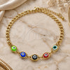 Oro Laminado Fancy Bracelet, Gold Filled Style Evil Eye Design, Multicolor Resin Finish, Golden Finish, 03.63.2087.08 (04 MM Thickness, 8 Inches Length)