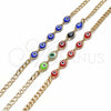 Oro Laminado Fancy Bracelet, Gold Filled Style Evil Eye Design, Red Resin Finish, Golden Finish, 03.63.2087.1.08 (04 MM Thickness, 8 Inches Length)