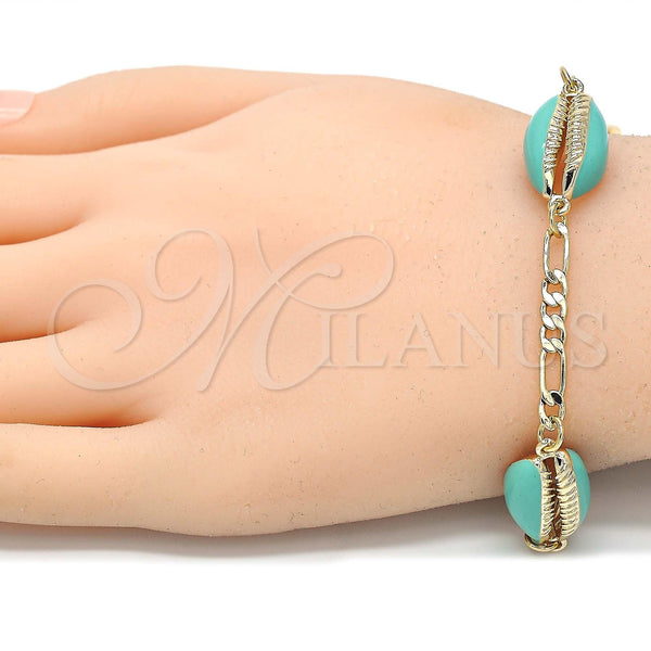 Gold Filled Bracelet — Fancy Bracelet Shell Design Turquoise Enamel 03.63. 04 — alternate product view — SKU 129423 | Oro Laminado brazalete — elegante Bracelet Shell diseño Turquoise Enamel 03.63. 04 — SKU 129423