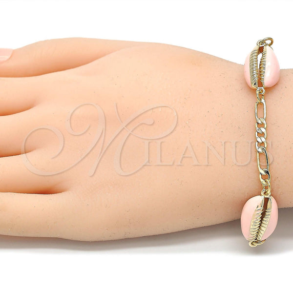 Gold Filled Bracelet — Fancy Bracelet Shell Design Pink Enamel 03.63. 04 — alternate product view — SKU 129424 | Oro Laminado brazalete — elegante Bracelet Shell diseño Pink Enamel 03.63. 04 — SKU 129424