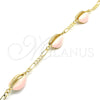 Oro Laminado Fancy Bracelet, Gold Filled Style Shell Design, Pink Enamel Finish, Golden Finish, 03.63.2091.1.08 (04 MM Thickness, 8 Inches Length)