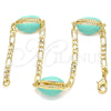 Oro Laminado Fancy Anklet, Gold Filled Style Shell Design, Turquoise Enamel Finish, Golden Finish, 03.63.2091.10 (04 MM Thickness, 10 Inches Length)