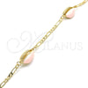 Oro Laminado Fancy Bracelet, Gold Filled Style Shell Design, Pink Enamel Finish, Golden Finish, 03.63.2091.1.10 (04 MM Thickness, 10 Inches Length)