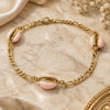 Oro Laminado Fancy Bracelet, Gold Filled Style Shell Design, Pink Enamel Finish, Golden Finish, 03.63.2091.1.10 (04 MM Thickness, 10 Inches Length)