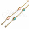 Oro Laminado Fancy Bracelet, Gold Filled Style Shell Design, Pink Enamel Finish, Golden Finish, 03.63.2091.1.10 (04 MM Thickness, 10 Inches Length)
