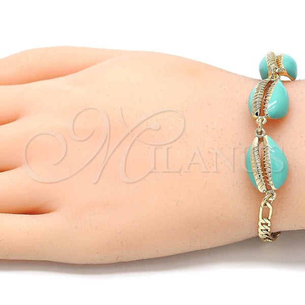 Gold Filled Bracelet — Fancy Bracelet Shell Design Turquoise Enamel 03.63. 04 — alternate product view — SKU 129427 | Oro Laminado brazalete — elegante Bracelet Shell diseño Turquoise Enamel 03.63. 04 — SKU 129427