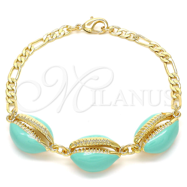 Gold Filled Bracelet — Fancy Bracelet Shell Design Turquoise Enamel 03.63. 04 — main product view — SKU 129427 | Oro Laminado brazalete — elegante Bracelet Shell diseño Turquoise Enamel 03.63. 04 — SKU 129427