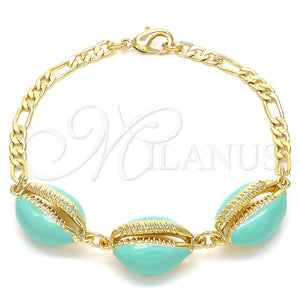 Gold Filled Bracelet — Fancy Bracelet Shell Design Turquoise Enamel 03.63. 04 — main product view — SKU 129427 | Oro Laminado brazalete — elegante Bracelet Shell diseño Turquoise Enamel 03.63. 04 — SKU 129427
