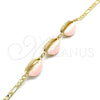 Oro Laminado Fancy Bracelet, Gold Filled Style Shell Design, Pink Enamel Finish, Golden Finish, 03.63.2092.1.08 (04 MM Thickness, 8 Inches Length)