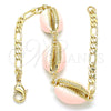 Oro Laminado Fancy Bracelet, Gold Filled Style Shell Design, Pink Enamel Finish, Golden Finish, 03.63.2092.1.08 (04 MM Thickness, 8 Inches Length)