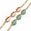 Oro Laminado Fancy Bracelet, Gold Filled Style Shell Design, Pink Enamel Finish, Golden Finish, 03.63.2092.1.08 (04 MM Thickness, 8 Inches Length)