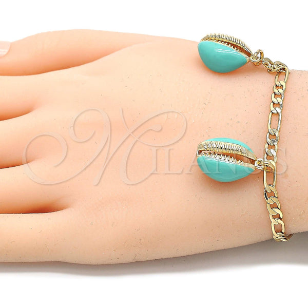 Gold Filled Bracelet — Charm Bracelet Shell Design Turquoise Enamel 03.63. 04 — alternate product view — SKU 129429 | Oro Laminado brazalete — Charm Bracelet Shell diseño Turquoise Enamel 03.63. 04 — SKU 129429