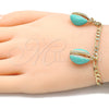 Oro Laminado Charm Bracelet, Gold Filled Style Shell Design, Turquoise Enamel Finish, Golden Finish, 03.63.2093.08 (04 MM Thickness, 8 Inches Length)