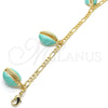 Oro Laminado Charm Bracelet, Gold Filled Style Shell Design, Turquoise Enamel Finish, Golden Finish, 03.63.2093.08 (04 MM Thickness, 8 Inches Length)