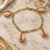 Oro Laminado Charm Bracelet, Gold Filled Style Shell Design, Pink Enamel Finish, Golden Finish, 03.63.2093.1.08 (04 MM Thickness, 8 Inches Length)