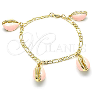 Gold Filled Bracelet — Charm Bracelet Shell Design Pink Enamel 03.63. 04 — main product view — SKU 129430 | Oro Laminado brazalete — Charm Bracelet Shell diseño Pink Enamel 03.63. 04 — SKU 129430