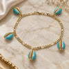 Oro Laminado Charm Anklet , Gold Filled Style Turquoise Enamel Finish, Golden Finish, 03.63.2093.10 (04 MM Thickness, 10 Inches Length)