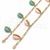 Oro Laminado Charm Anklet , Gold Filled Style Turquoise Enamel Finish, Golden Finish, 03.63.2093.10 (04 MM Thickness, 10 Inches Length)