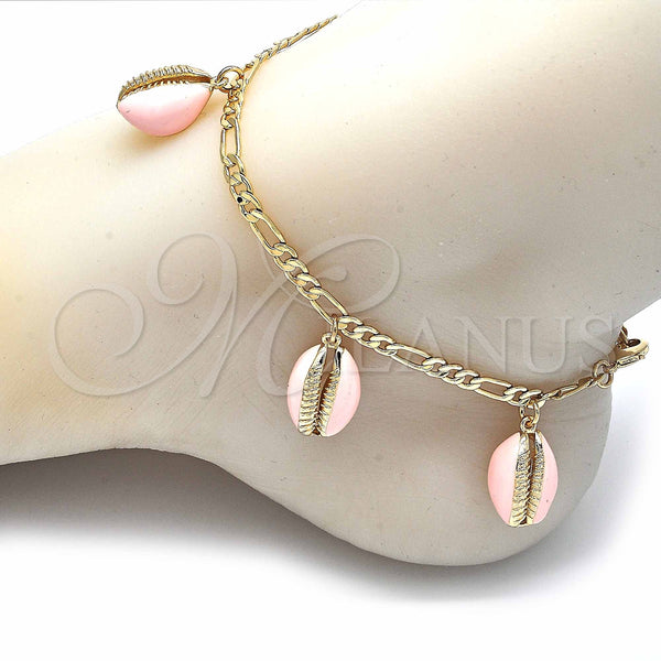 Gold Filled Anklet — Charm Anklet Pink Enamel 03.63. 04 MM Thickness — alternate product view — SKU 129432 | Oro Laminado tobillera — Charm Anklet Pink Enamel 03.63. 04 MM Thickness — SKU 129432