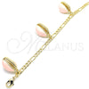 Oro Laminado Charm Anklet , Gold Filled Style Pink Enamel Finish, Golden Finish, 03.63.2093.1.10 (04 MM Thickness, 10 Inches Length)
